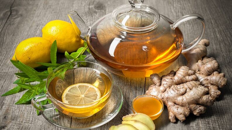 preparing and drinking ginger tea to improve potency